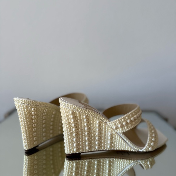 New JIMMY CHOO Bridal Sacoria 85 embellished wedge mules $1,950 40 - Picture 11 of 15